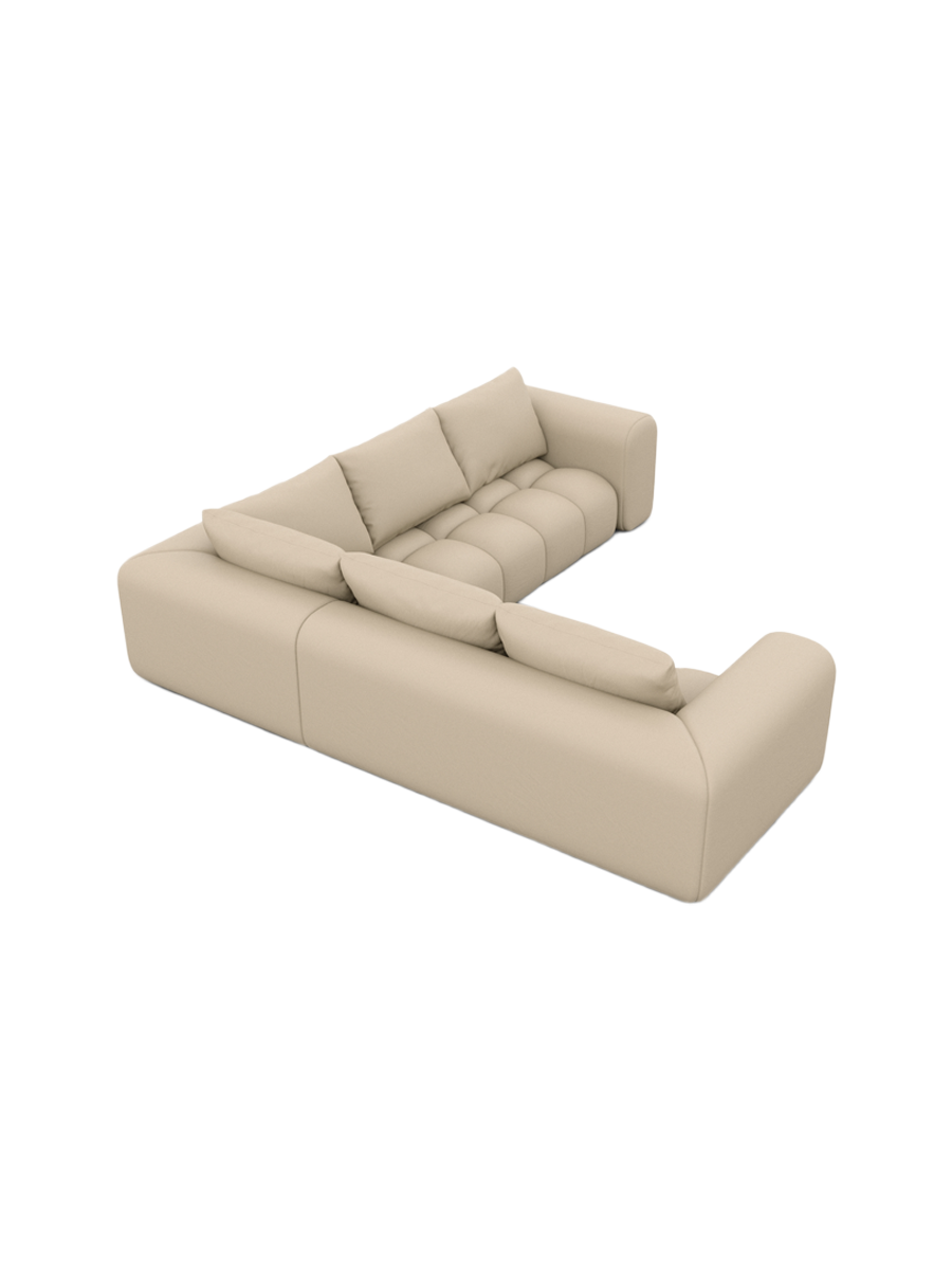 
5-Sitzer Design Echtleder Ecksofa „Velina“ - Echtleder Beige