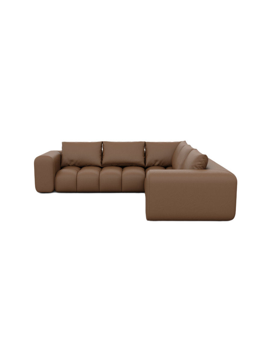 
5-Sitzer Design Echtleder Ecksofa „Velina“ - Echtleder Beige