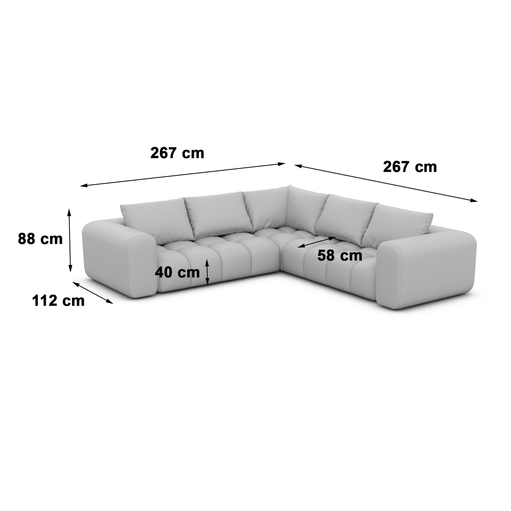 
5-Sitzer Design Ecksofa „Velina“ mit Strukturstoff-Bezug - Strukturstoff Anthrazit