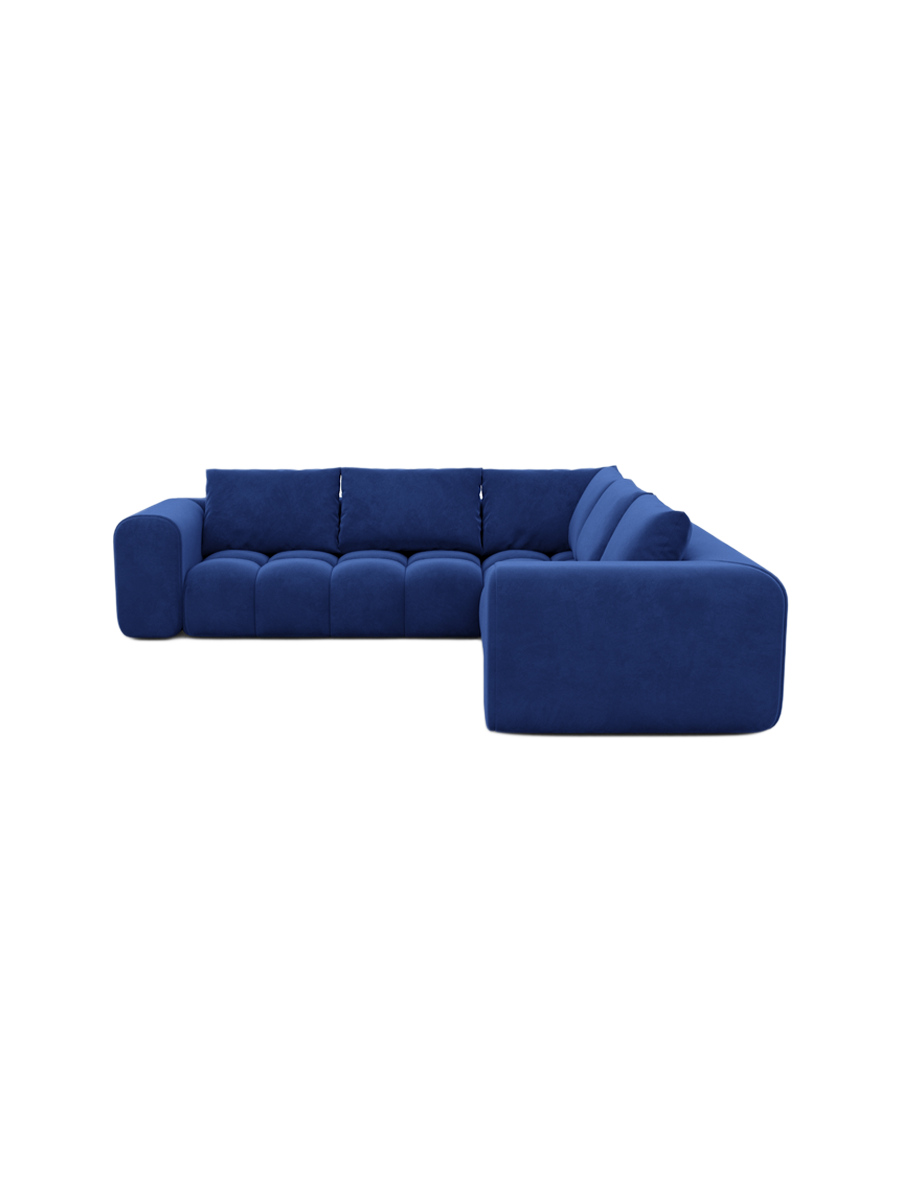
5-Sitzer Design Ecksofas „Velina“ mit Samtbezug - Samtbezug Königsblau