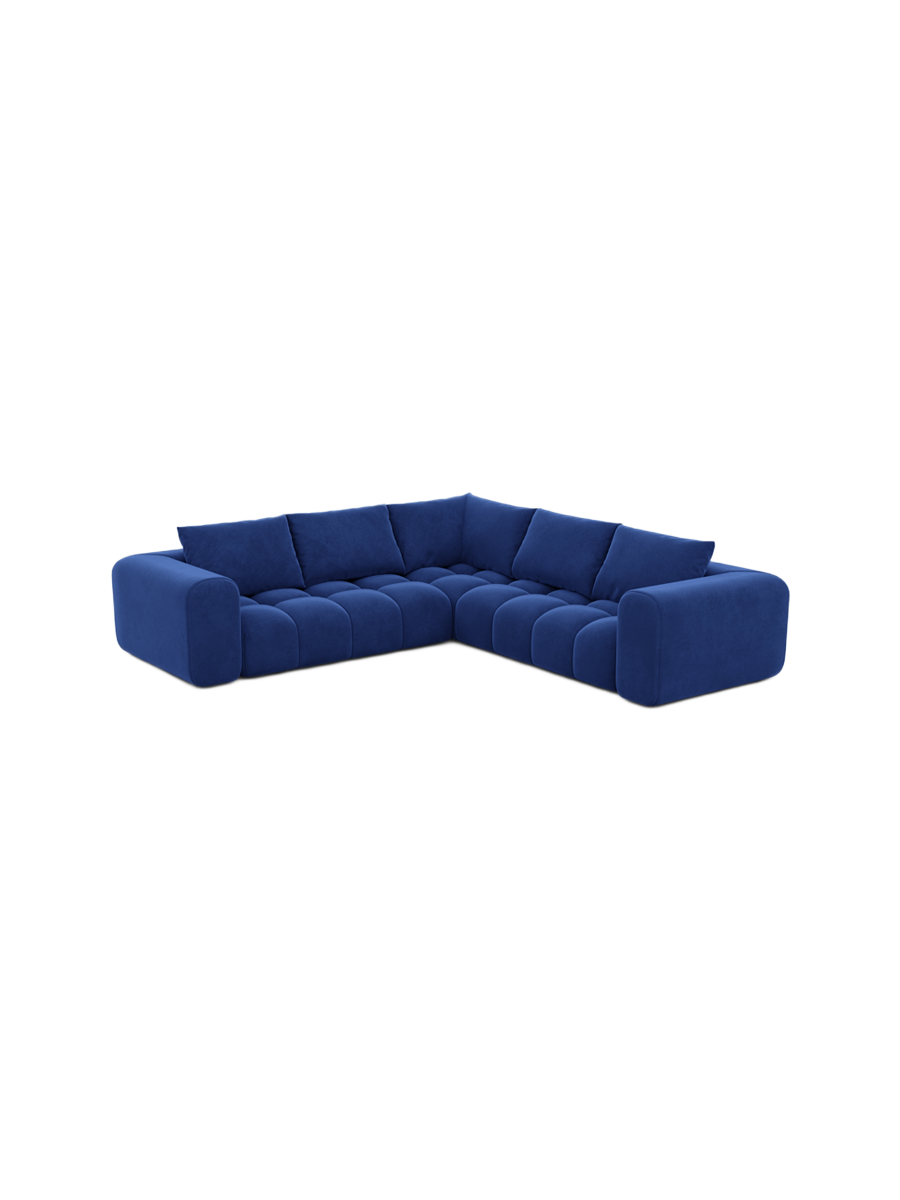 
5-Sitzer Design Ecksofas „Velina“ mit Samtbezug - Samtbezug Königsblau