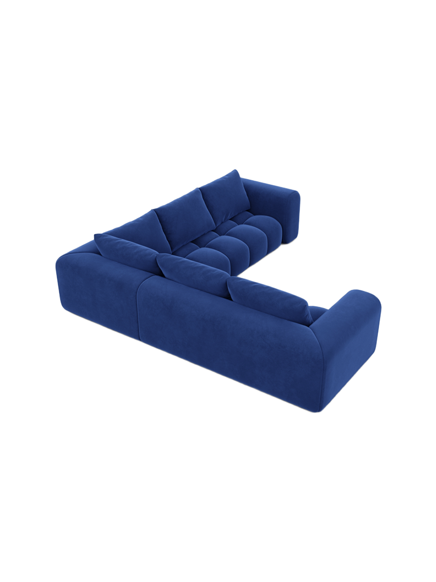 
5-Sitzer Design Ecksofas „Velina“ mit Samtbezug - Samtbezug Königsblau
