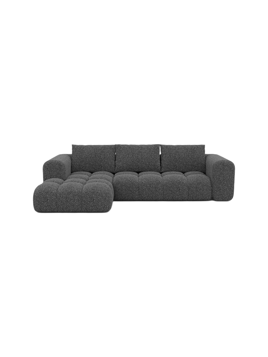 
4-Sitzer Design Ecksofa „Velina“ mit Bouclé-Bezug - Bouclé Graphit / Eckteil links