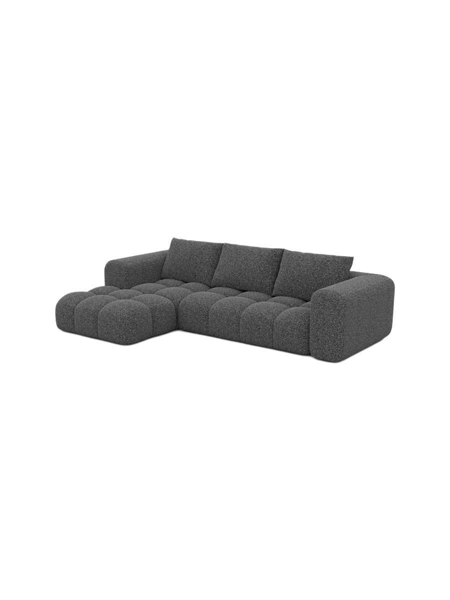 
4-Sitzer Design Ecksofa „Velina“ mit Bouclé-Bezug - Bouclé Graphit / Eckteil links