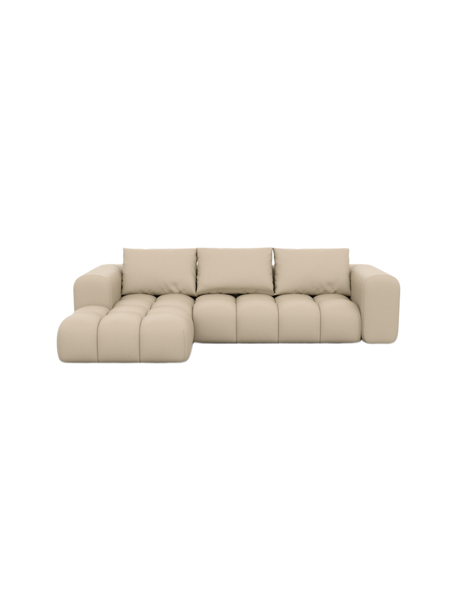 
4-Sitzer Design Echtleder Ecksofa „Velina“ - Echtleder Beige / Eckteil links