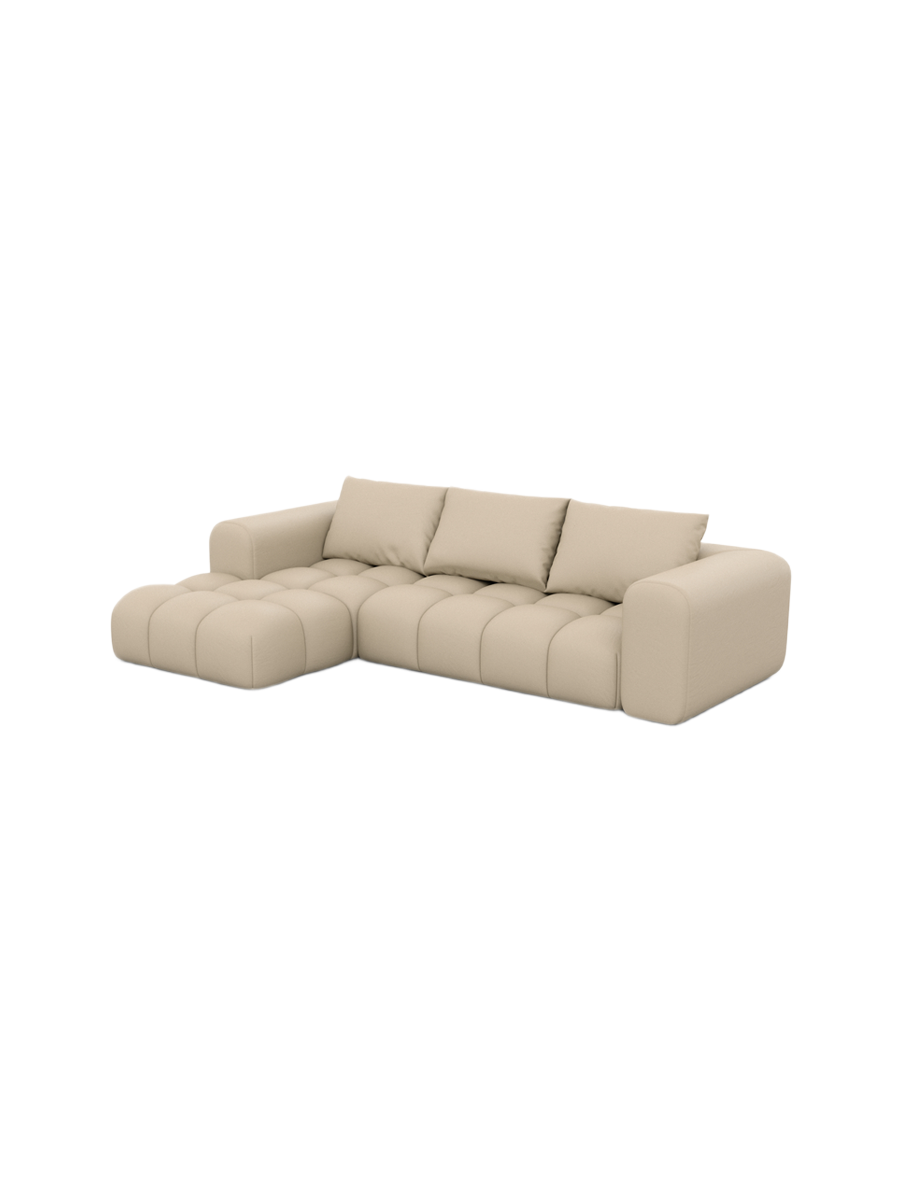 
4-Sitzer Design Echtleder Ecksofa „Velina“ - Echtleder Beige / Eckteil links