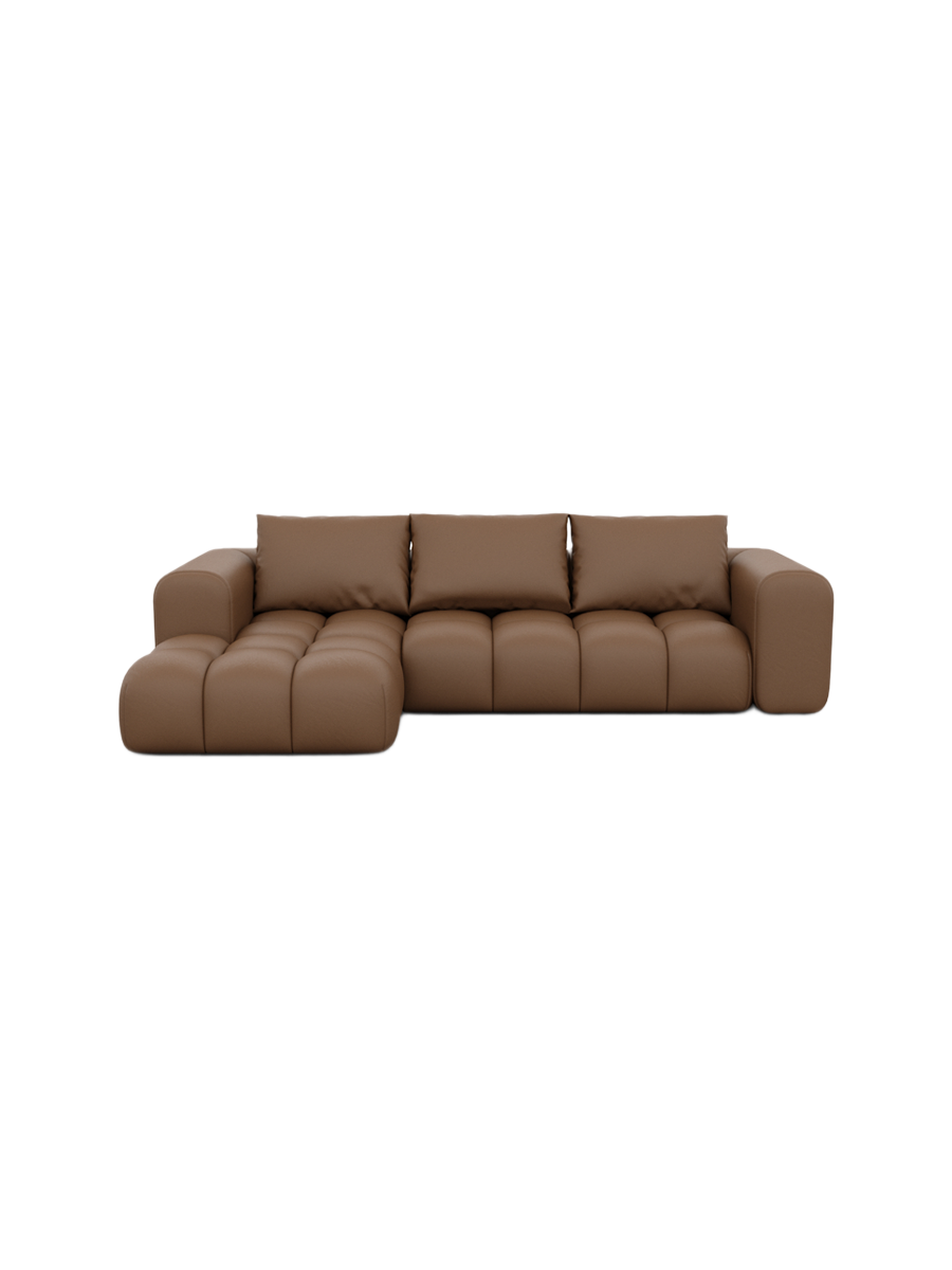 
4-Sitzer Design Echtleder Ecksofa „Velina“ - Echtleder Beige / Eckteil links