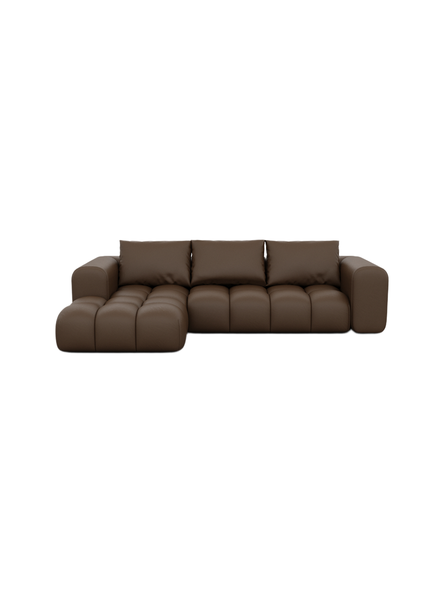 
4-Sitzer Design Echtleder Ecksofa „Velina“ - Echtleder Beige / Eckteil links