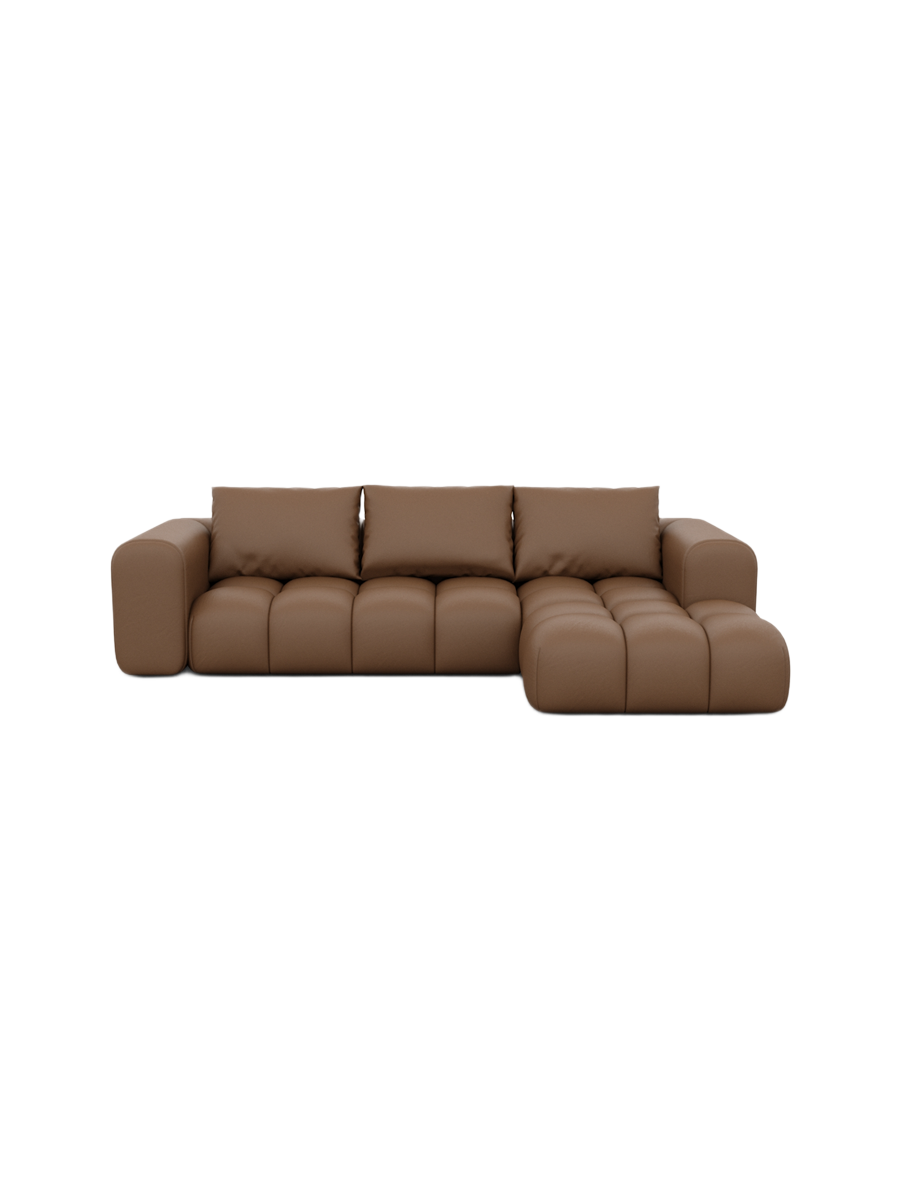 
4-Sitzer Design Echtleder Ecksofa „Velina“ - Echtleder Beige / Eckteil links