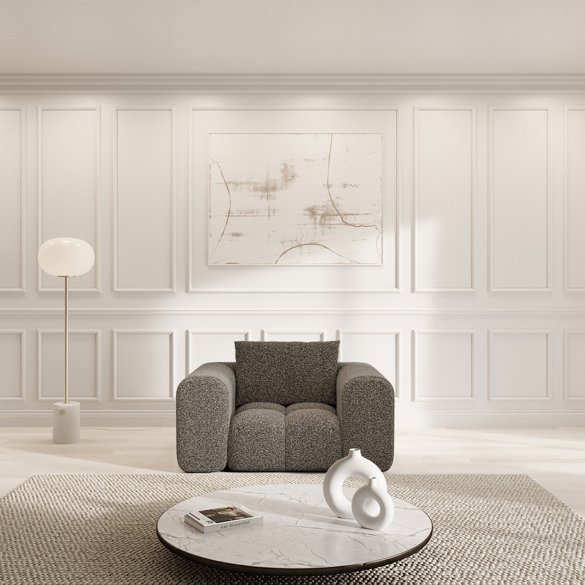 
Design Loungesessel „Velina“ mit Bouclé-Bezug - Bouclé Graphit