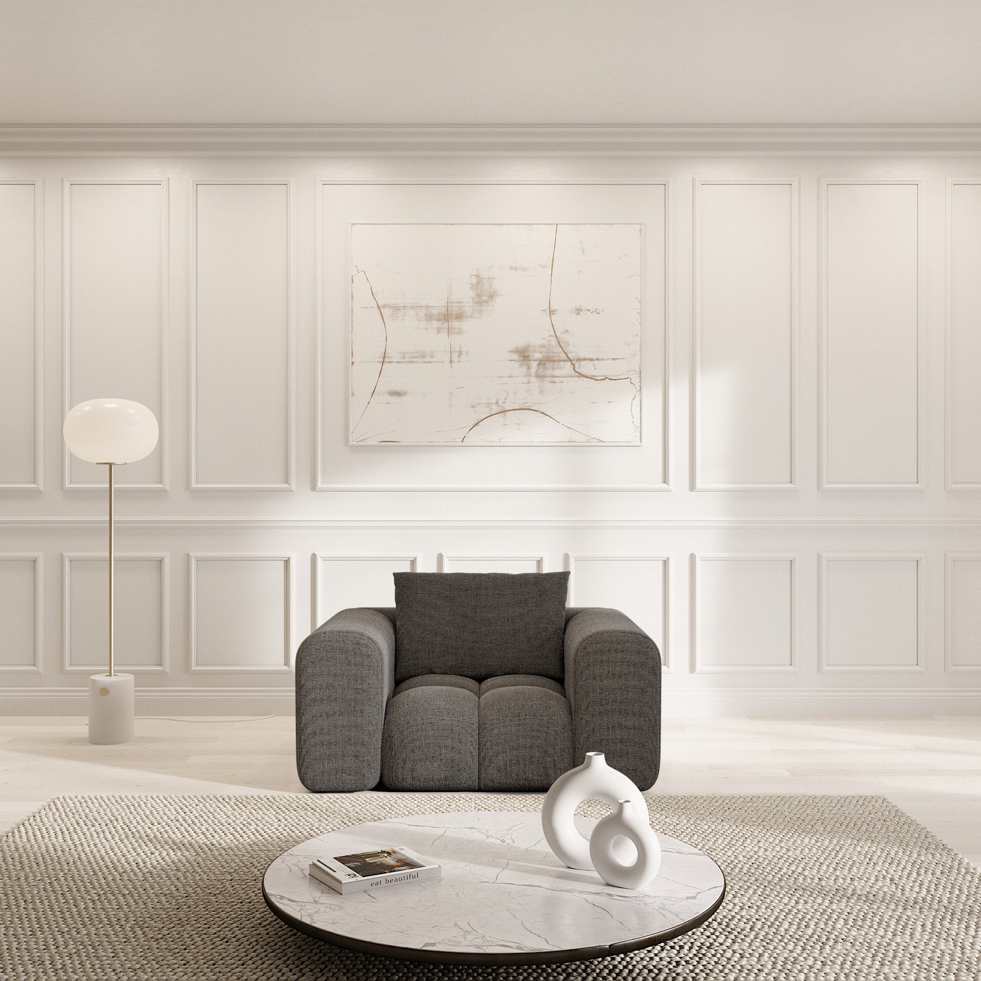 
Design Loungesessel „Velina“ mit Strukturstoff-Bezug - Strukturstoff Anthrazit