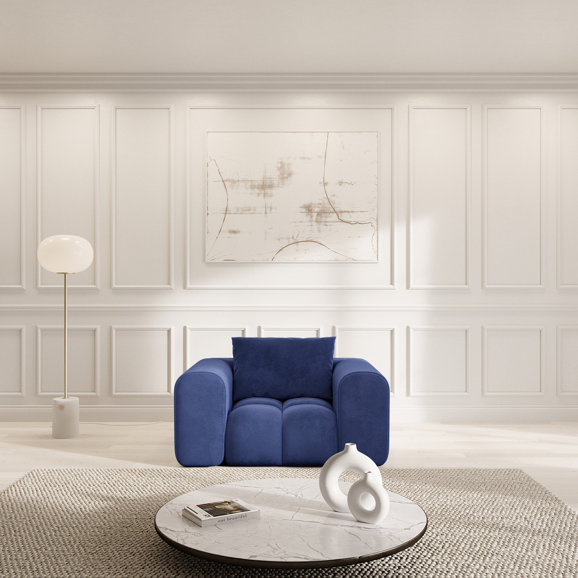 
Design Loungesessel „Velina“ mit Samtbezug - Samtbezug Königsblau