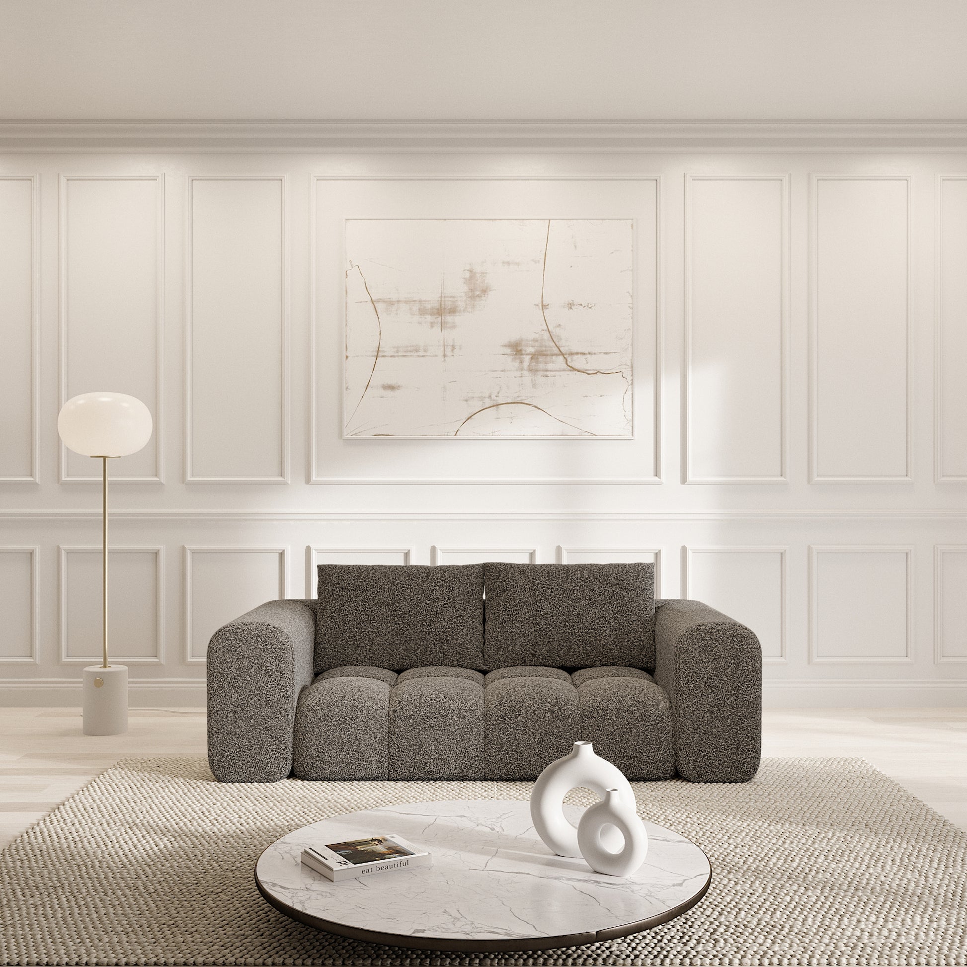 
2-Sitzer Design Sofa „Velina“ mit Bouclé-Bezug - Bouclé Graphit