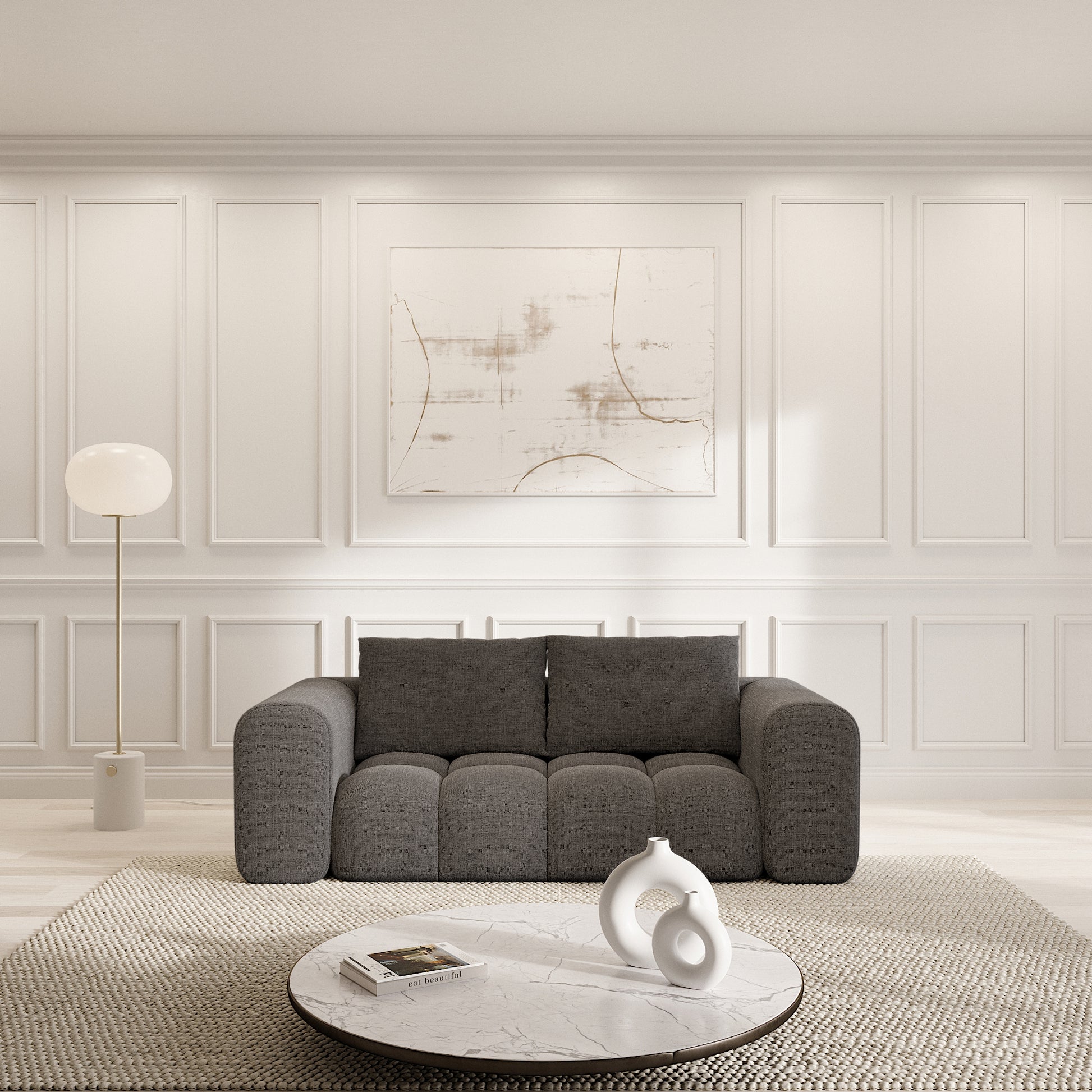 
2-Sitzer Design Sofa „Velina“ mit Strukturstoff-Bezug - Strukturstoff Anthrazit