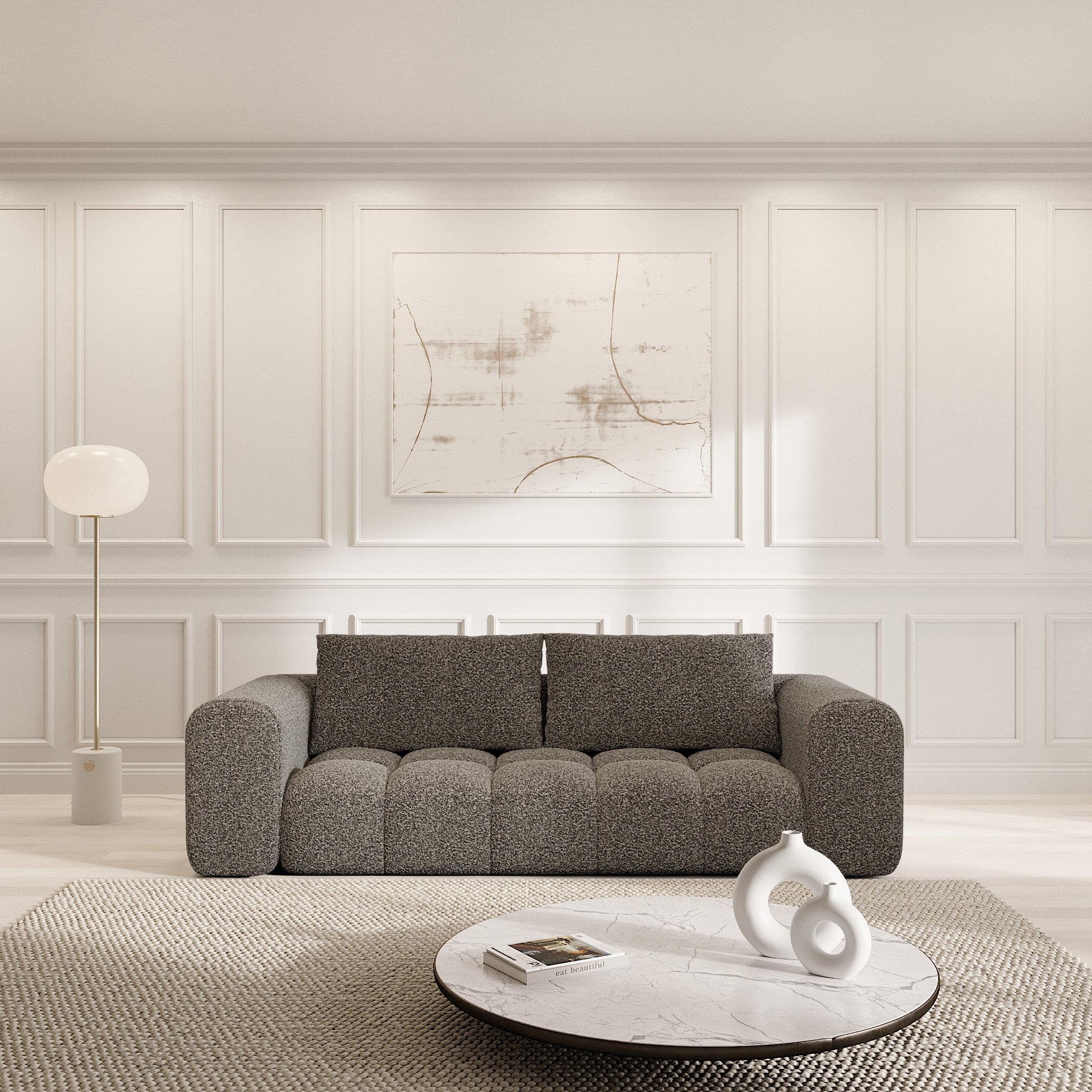 
3-Sitzer Design Sofa „Velina“ mit Bouclé-Bezug - Bouclé Graphit