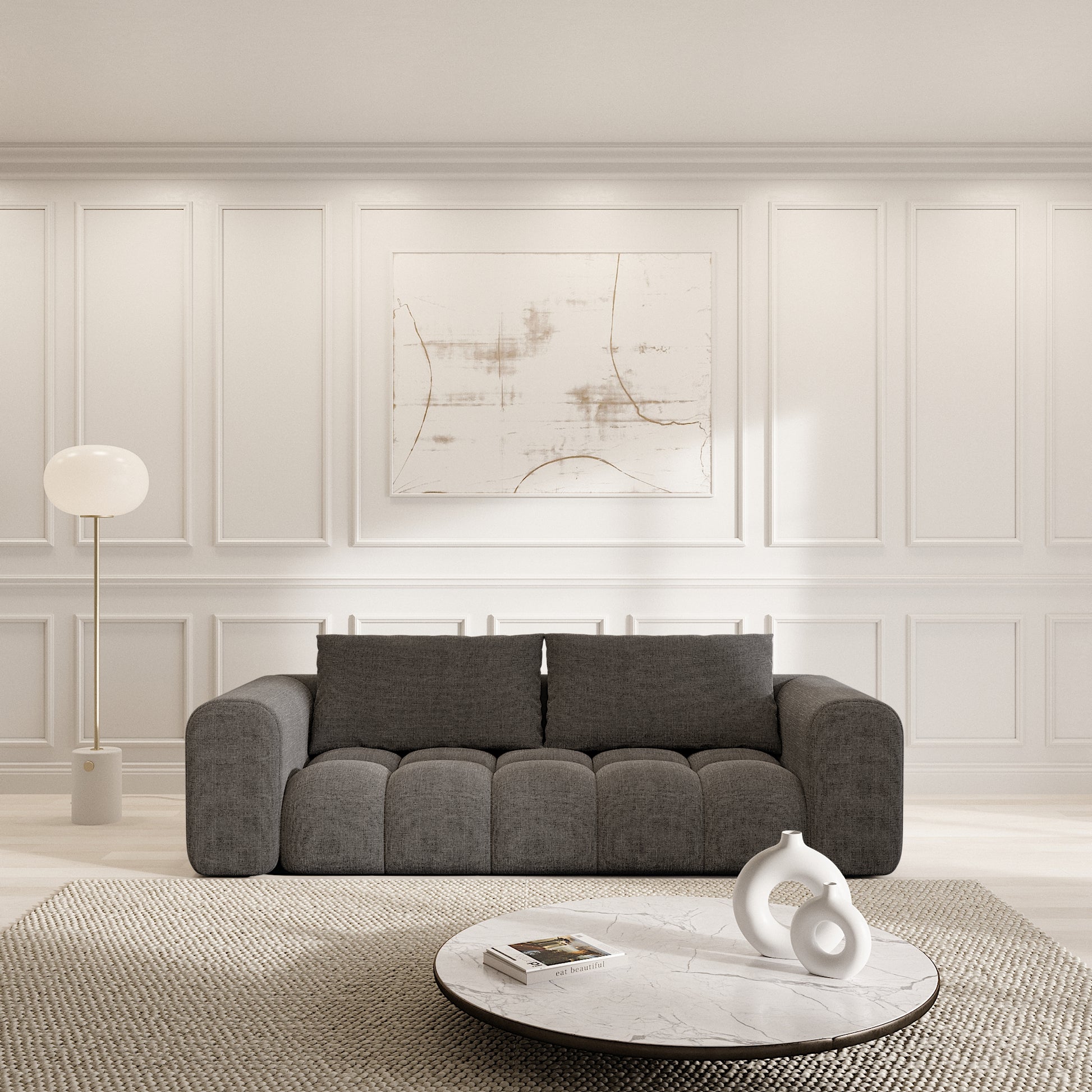 
3-Sitzer Design Sofa „Velina“ mit Strukturstoff-Bezug - Strukturstoff Anthrazit