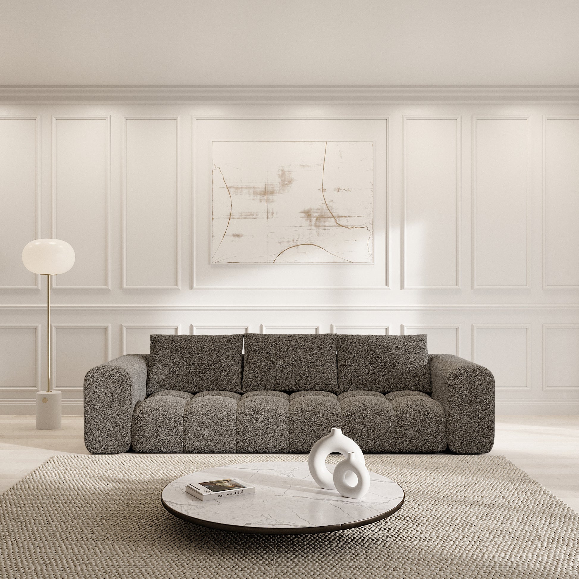 
4-Sitzer Design Sofa „Velina“ mit Bouclé-Bezug - Bouclé Graphit