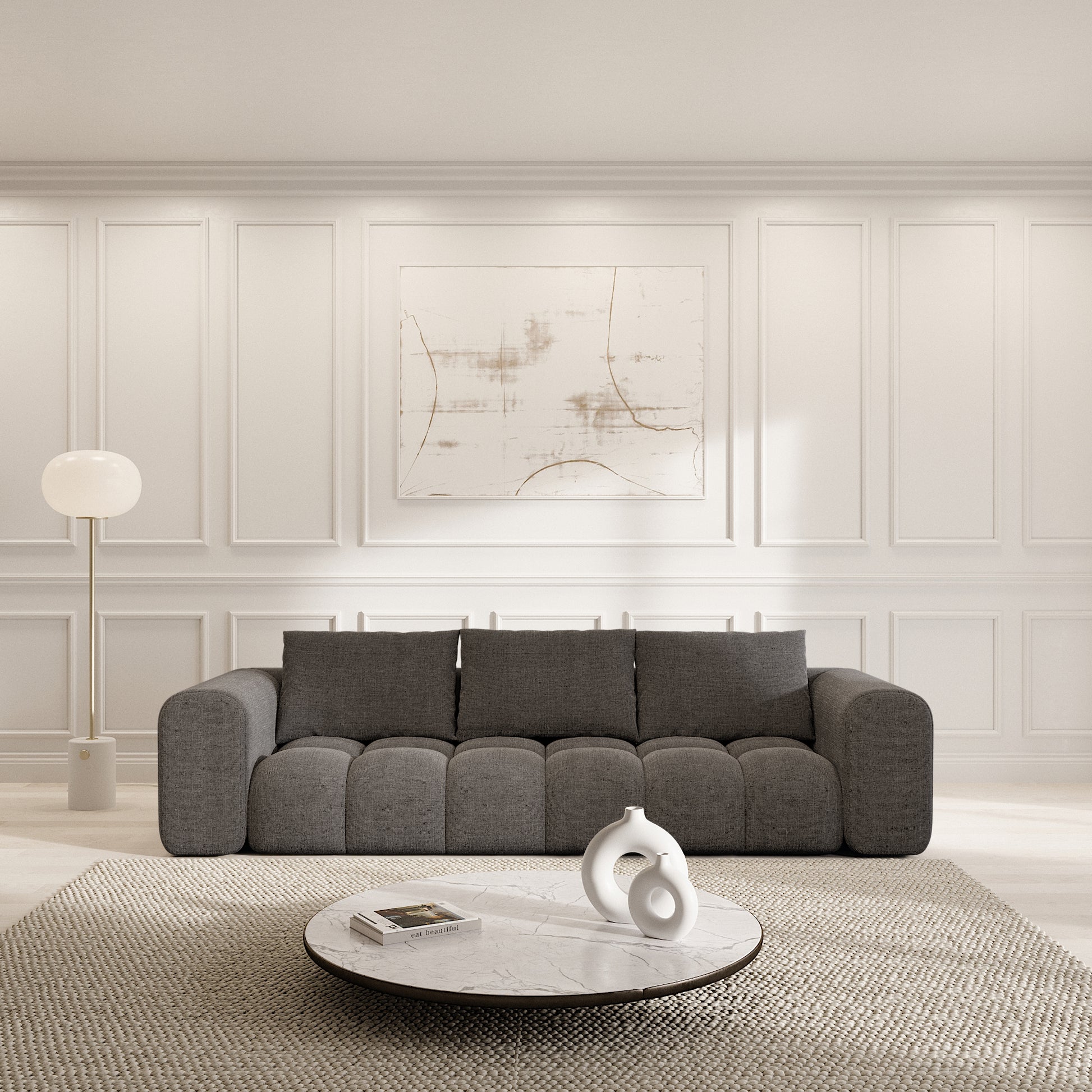 
4-Sitzer Design Sofa „Velina“ mit Strukturstoff-Bezug - Strukturstoff Anthrazit
