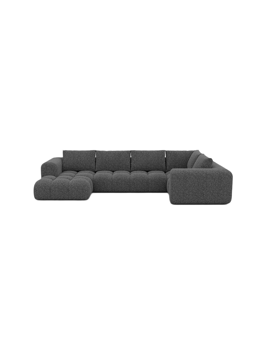 
6-Sitzer Design Panorama-Sofa „Velina XL“ mit Bouclé-Bezug - Bouclé Graphit / Lange Seite links