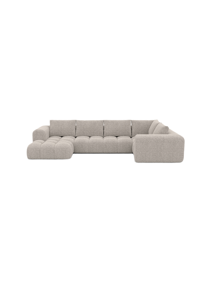 
6-Sitzer Design Panorama-Sofa „Velina XL“ mit Bouclé-Bezug - Bouclé Graphit / Lange Seite links