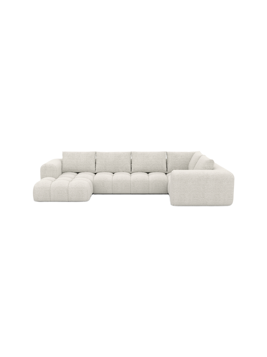 
6-Sitzer Design Panorama-Sofa „Velina XL“ mit Bouclé-Bezug - Bouclé Graphit / Lange Seite links