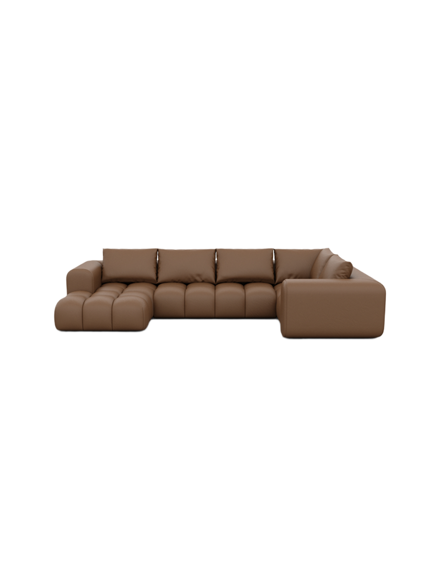 
6-Sitzer Design Echtleder Panorama-Sofa „Velina XL“ - Echtleder Beige / Lange Seite links