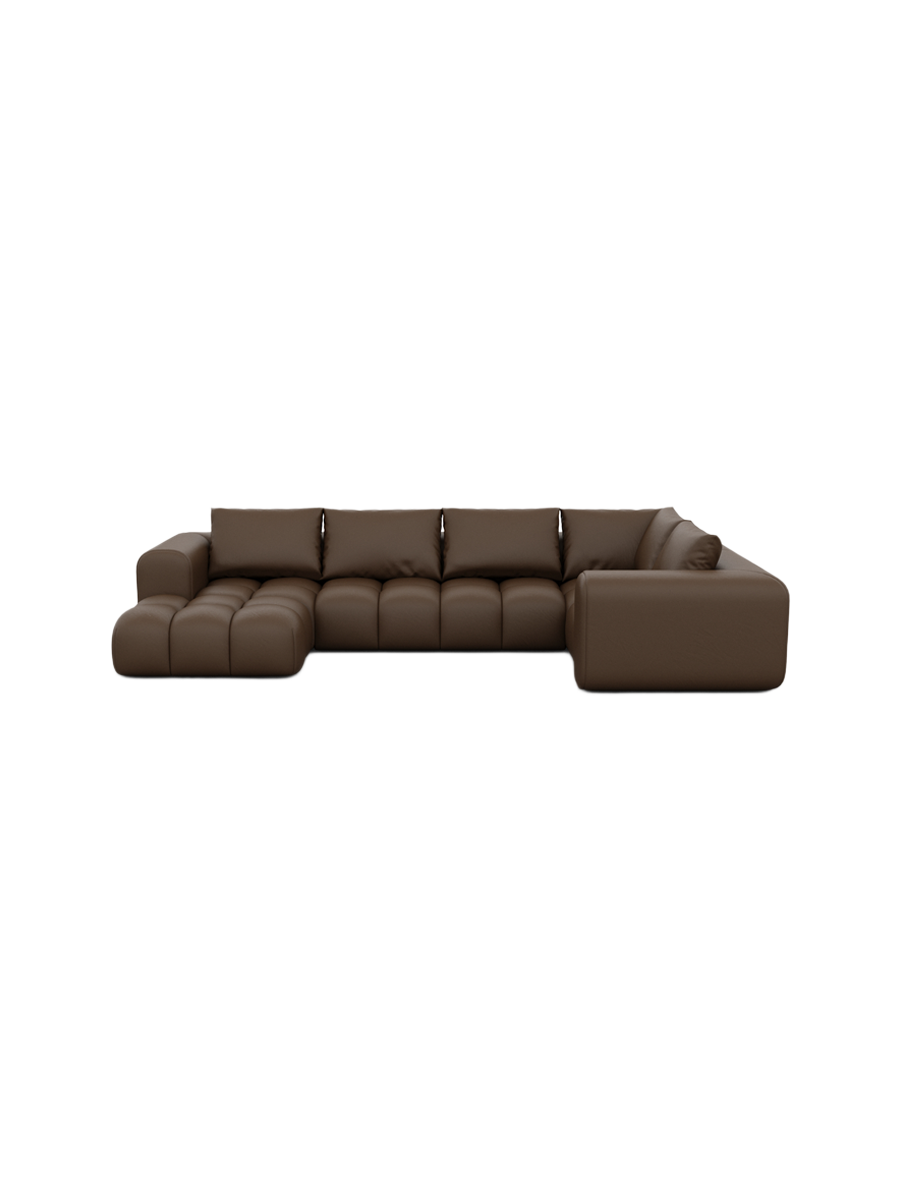 
6-Sitzer Design Echtleder Panorama-Sofa „Velina XL“ - Echtleder Beige / Lange Seite links