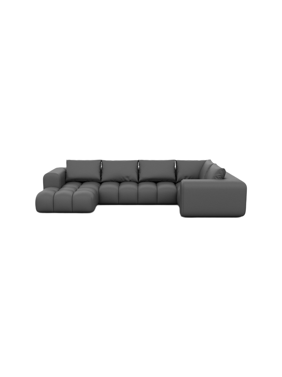 
6-Sitzer Design Echtleder Panorama-Sofa „Velina XL“ - Echtleder Beige / Lange Seite links