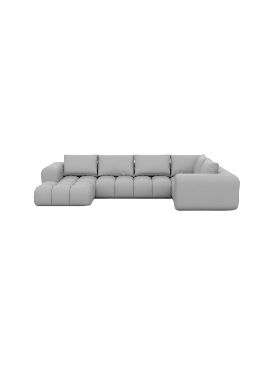 
6-Sitzer Design Echtleder Panorama-Sofa „Velina XL“ - Echtleder Beige / Lange Seite links