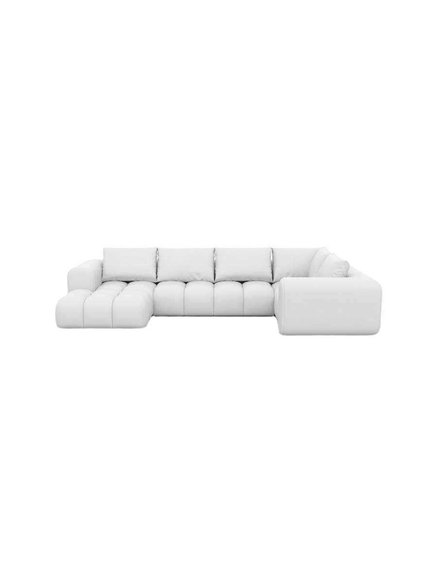 
6-Sitzer Design Echtleder Panorama-Sofa „Velina XL“ - Echtleder Beige / Lange Seite links