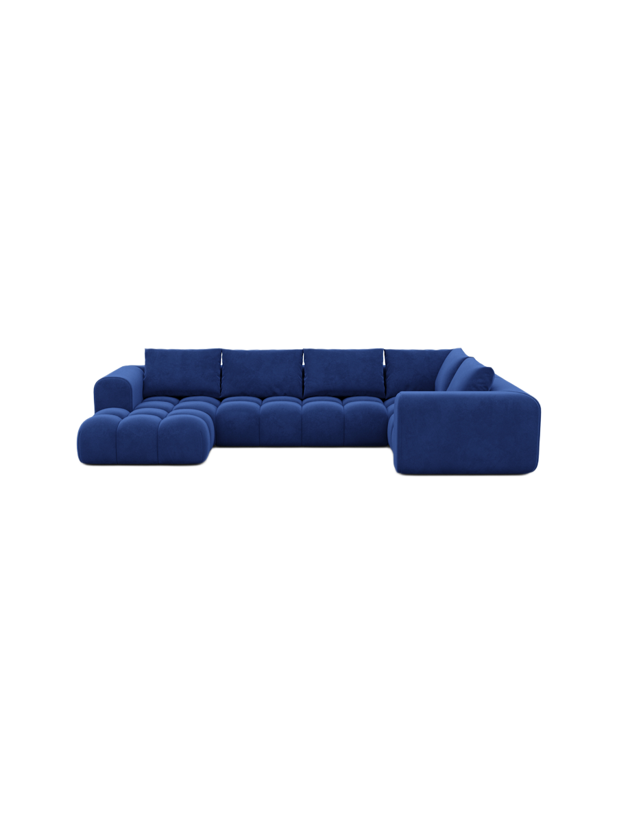 
6-Sitzer Design Panorama-Sofa „Velina XL“ mit Samtbezug - Samtbezug Königsblau / Lange Seite links