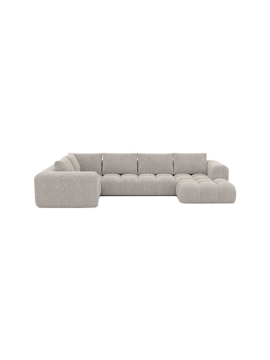 
6-Sitzer Design Panorama-Sofa „Velina XL“ mit Bouclé-Bezug - Bouclé Graphit / Lange Seite links