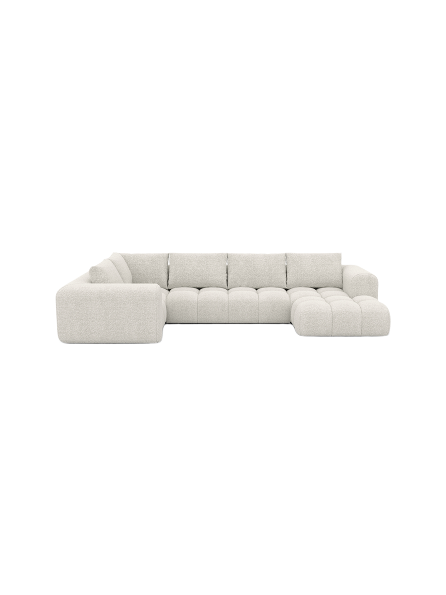
6-Sitzer Design Panorama-Sofa „Velina XL“ mit Bouclé-Bezug - Bouclé Graphit / Lange Seite links