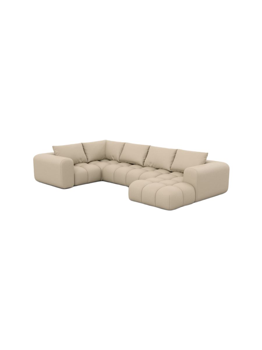 
6-Sitzer Design Echtleder Panorama-Sofa „Velina XL“ - Echtleder Beige / Lange Seite links