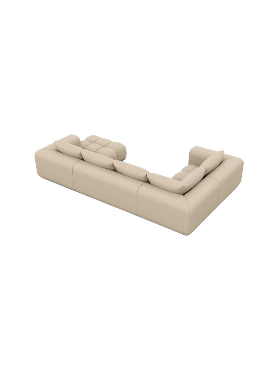 
6-Sitzer Design Echtleder Panorama-Sofa „Velina XL“ - Echtleder Beige / Lange Seite links