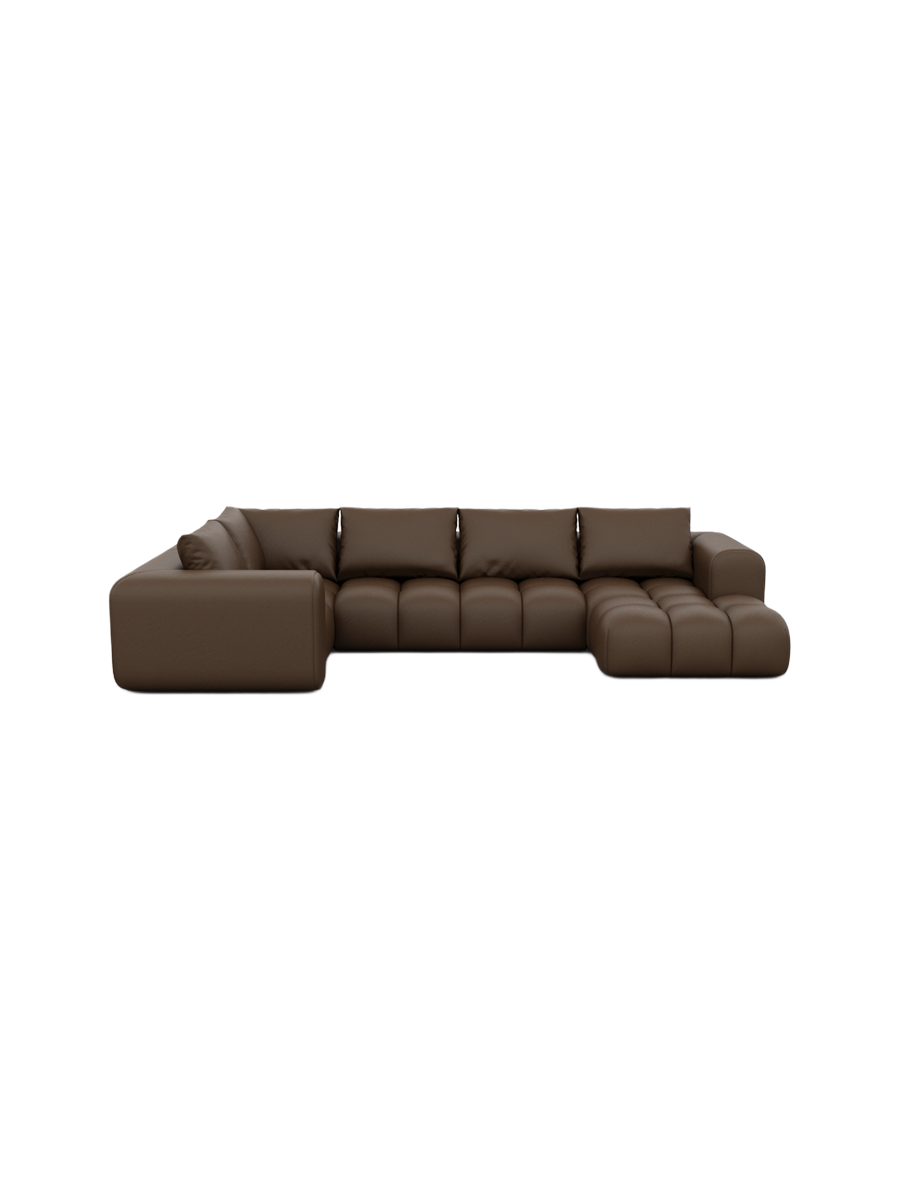 
6-Sitzer Design Echtleder Panorama-Sofa „Velina XL“ - Echtleder Beige / Lange Seite links