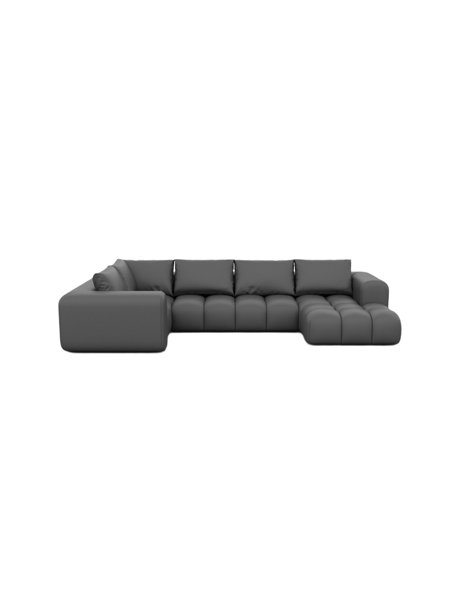 
6-Sitzer Design Echtleder Panorama-Sofa „Velina XL“ - Echtleder Beige / Lange Seite links