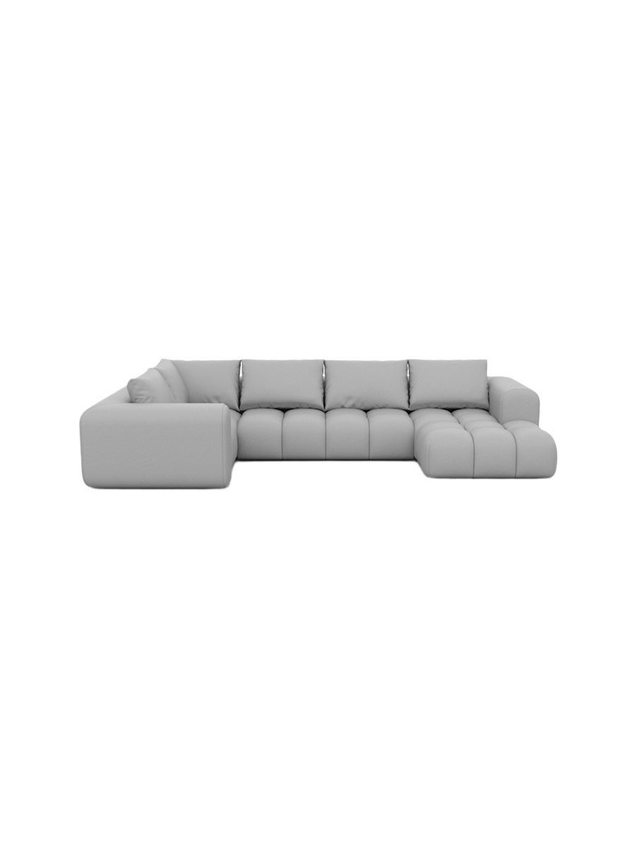 
6-Sitzer Design Echtleder Panorama-Sofa „Velina XL“ - Echtleder Beige / Lange Seite links