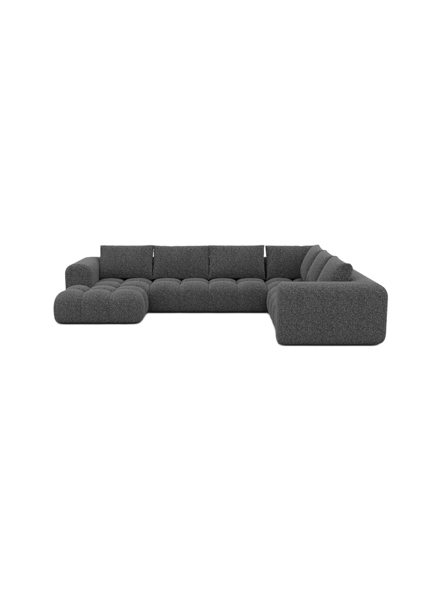 
7-Sitzer Design Panorama-Sofa „Velina XXL“ mit Bouclé-Bezug - Bouclé Graphit / Lange Seite links