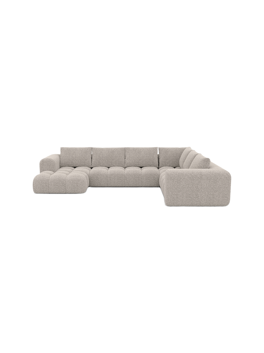 
7-Sitzer Design Panorama-Sofa „Velina XXL“ mit Bouclé-Bezug - Bouclé Graphit / Lange Seite links