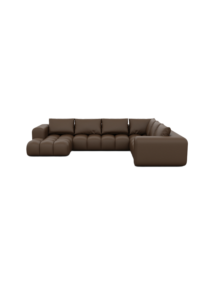 
7-Sitzer Design Echtleder Panorama-Sofa „Velina XXL“ - Echtleder Beige / Lange Seite links