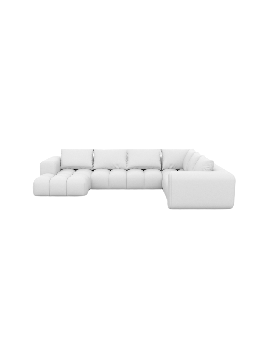 
7-Sitzer Design Echtleder Panorama-Sofa „Velina XXL“ - Echtleder Beige / Lange Seite links