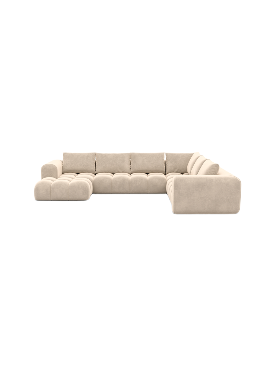 
7-Sitzer Design Panorama-Sofa „Velina XXL“ mit Samtbezug - Samtbezug Königsblau / Lange Seite links