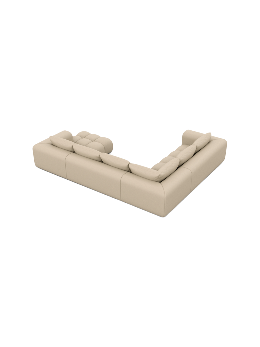 
7-Sitzer Design Echtleder Panorama-Sofa „Velina XXL“ - Echtleder Beige / Lange Seite links