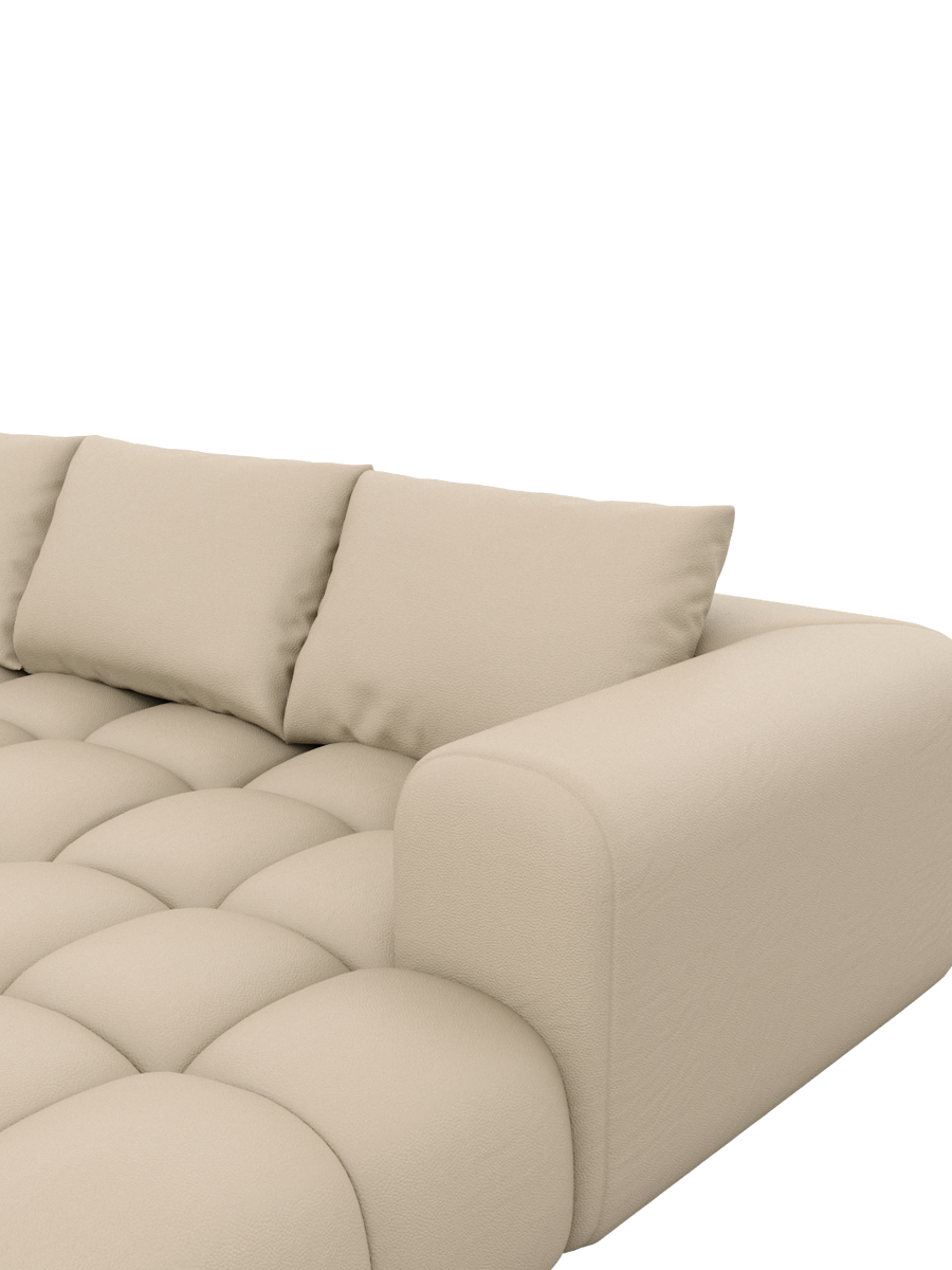 
7-Sitzer Design Echtleder Panorama-Sofa „Velina XXL“ - Echtleder Beige / Lange Seite links