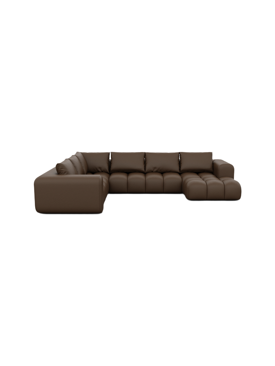 
7-Sitzer Design Echtleder Panorama-Sofa „Velina XXL“ - Echtleder Beige / Lange Seite links