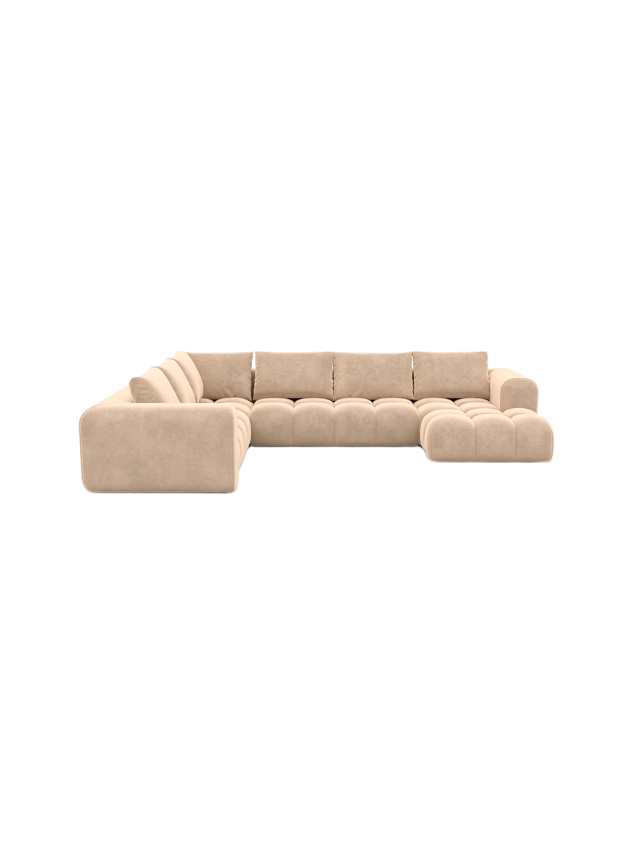 
7-Sitzer Design Panorama-Sofa „Velina XXL“ mit Samtbezug - Samtbezug Königsblau / Lange Seite links