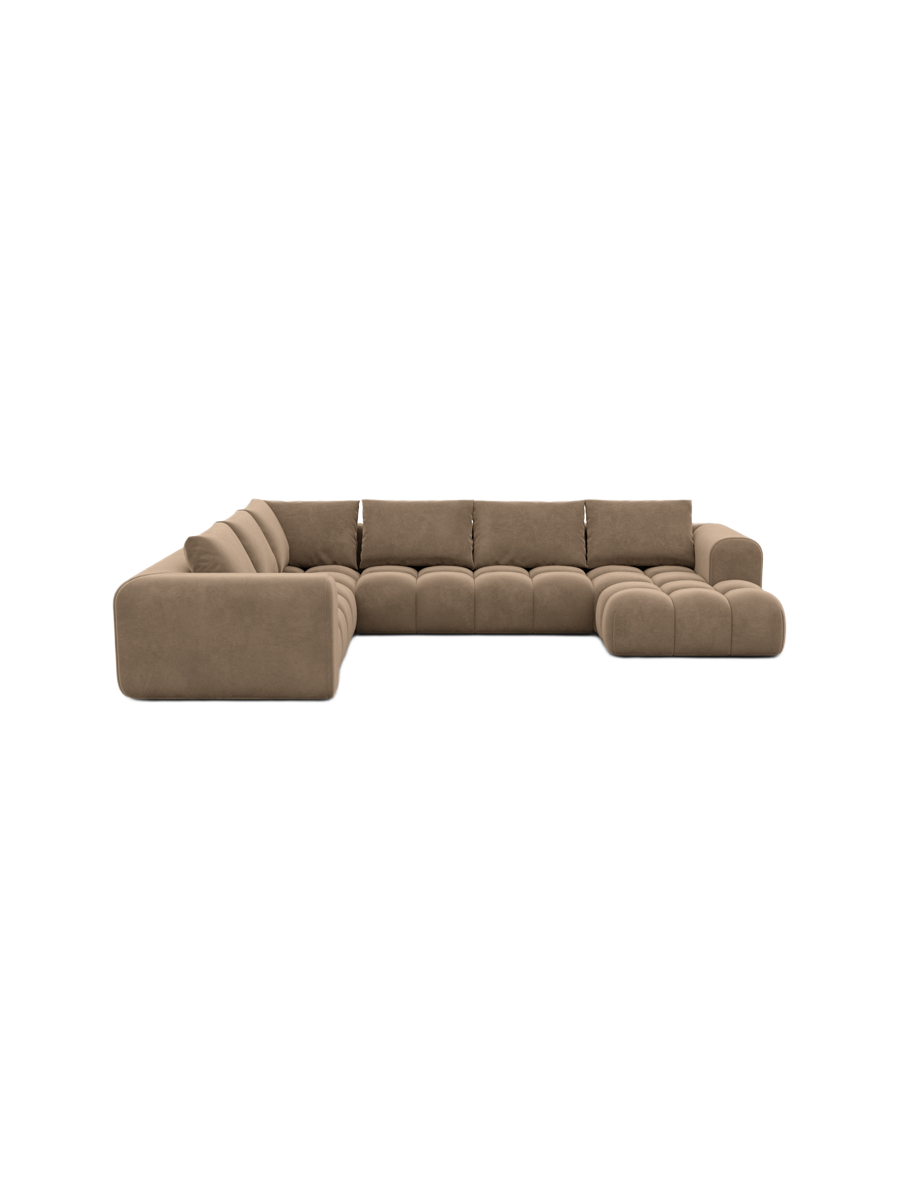 
7-Sitzer Design Panorama-Sofa „Velina XXL“ mit Samtbezug - Samtbezug Königsblau / Lange Seite links
