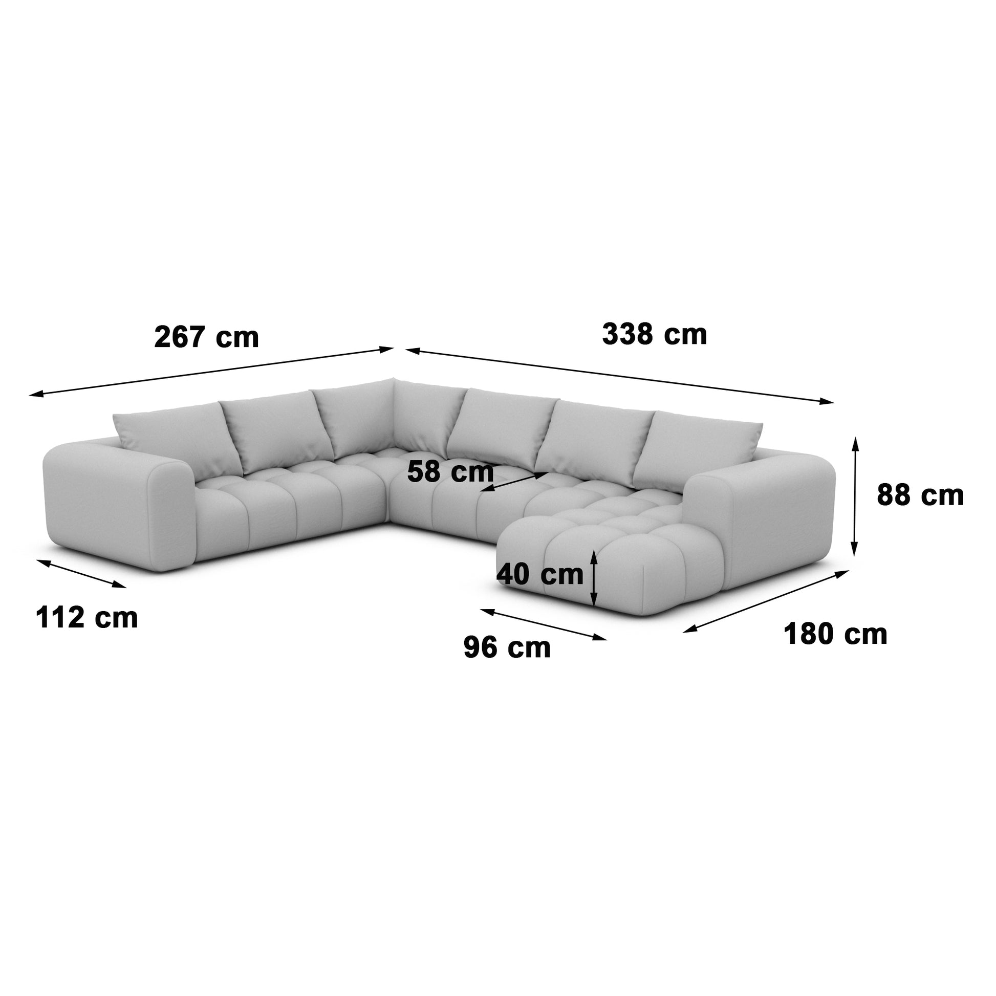 
7-Sitzer Design Panorama-Sofa „Velina XXL“ mit Samtbezug - Samtbezug Königsblau / Lange Seite links