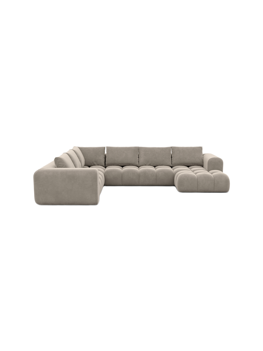 
7-Sitzer Design Panorama-Sofa „Velina XXL“ mit Samtbezug - Samtbezug Königsblau / Lange Seite links